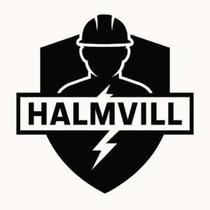 Betones villanyszerelő logo, professzionális áram-védelem, Pest Megye.