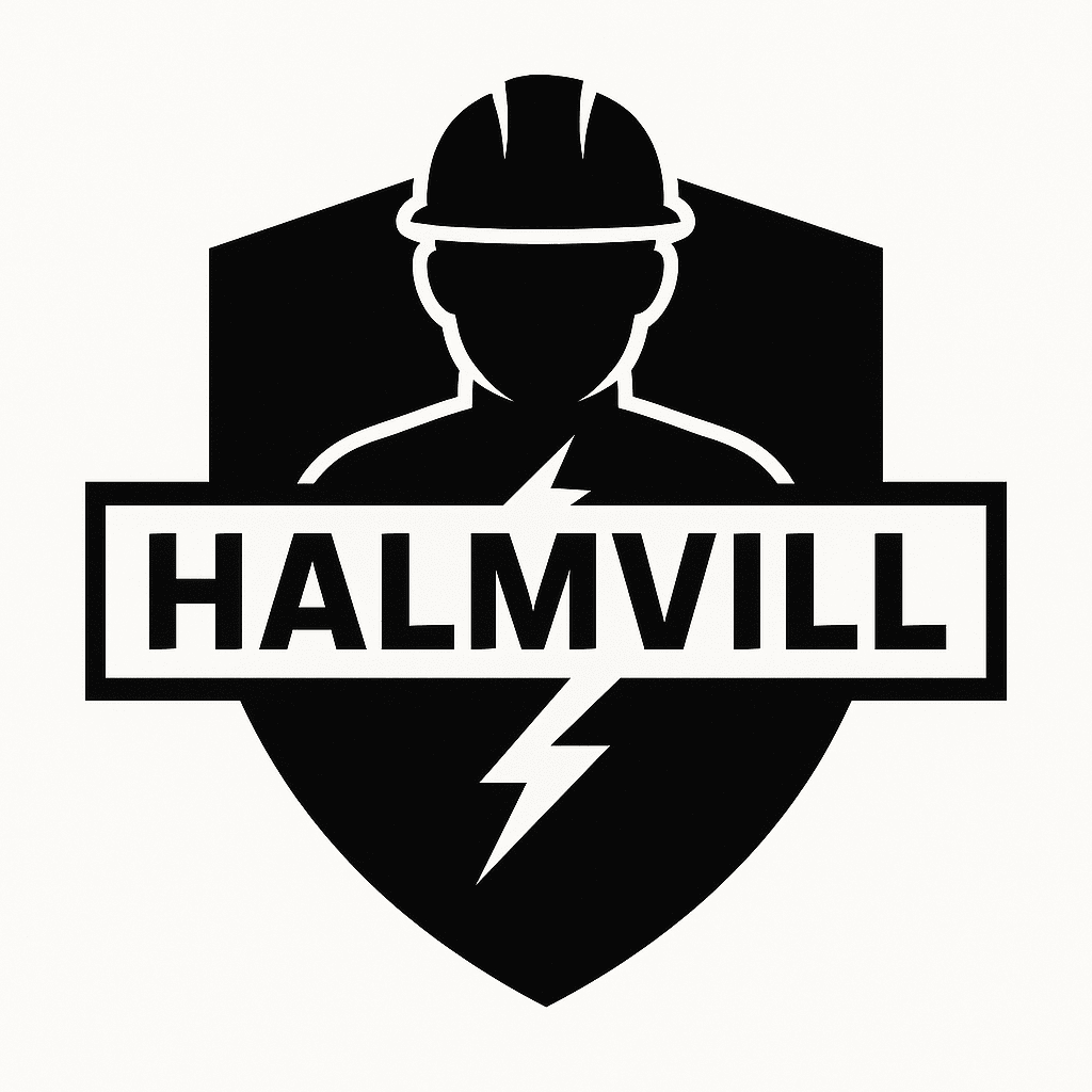 Betones villanyszerelő logo, professzionális áram-védelem, Pest Megye.